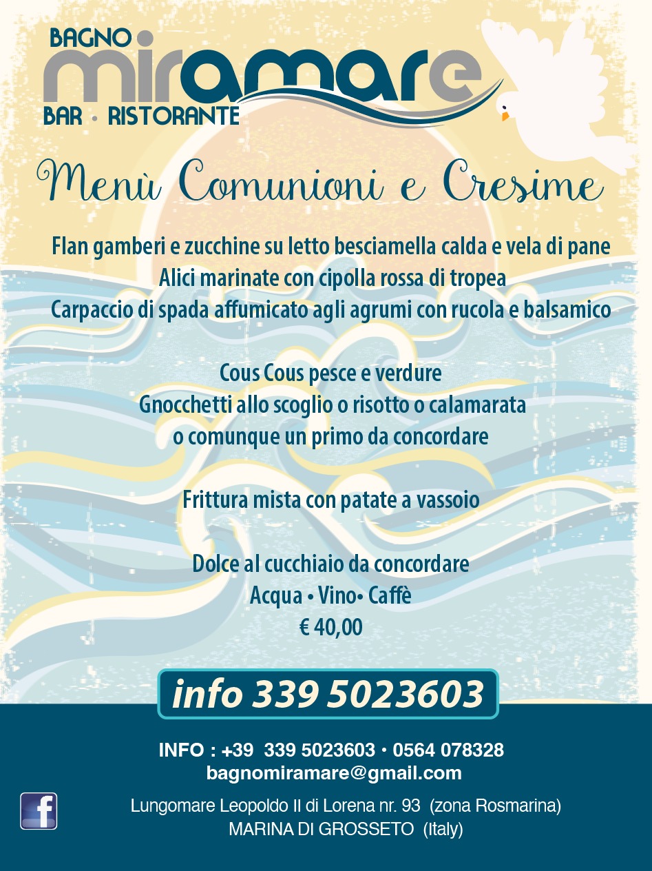 menu comunioni e cresime