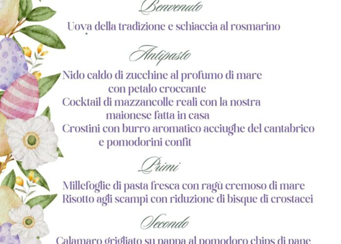 Menu Pasqua 2026 Bagno Miramare Marina di Grosseto